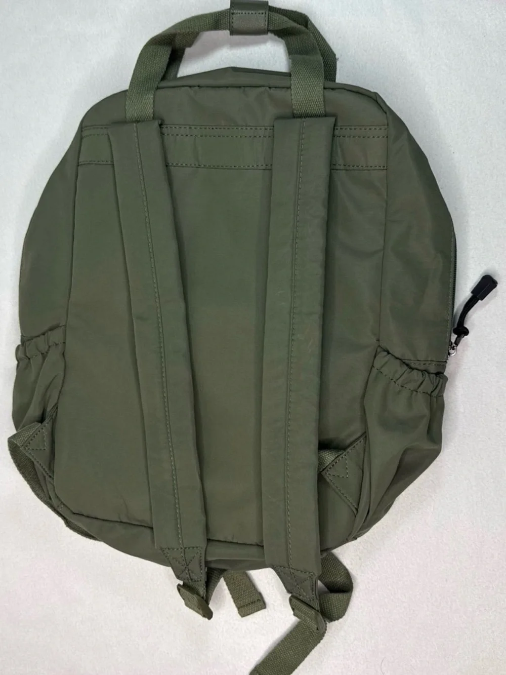 Olive Green Nylon Backpack - Casual Everyday Bag